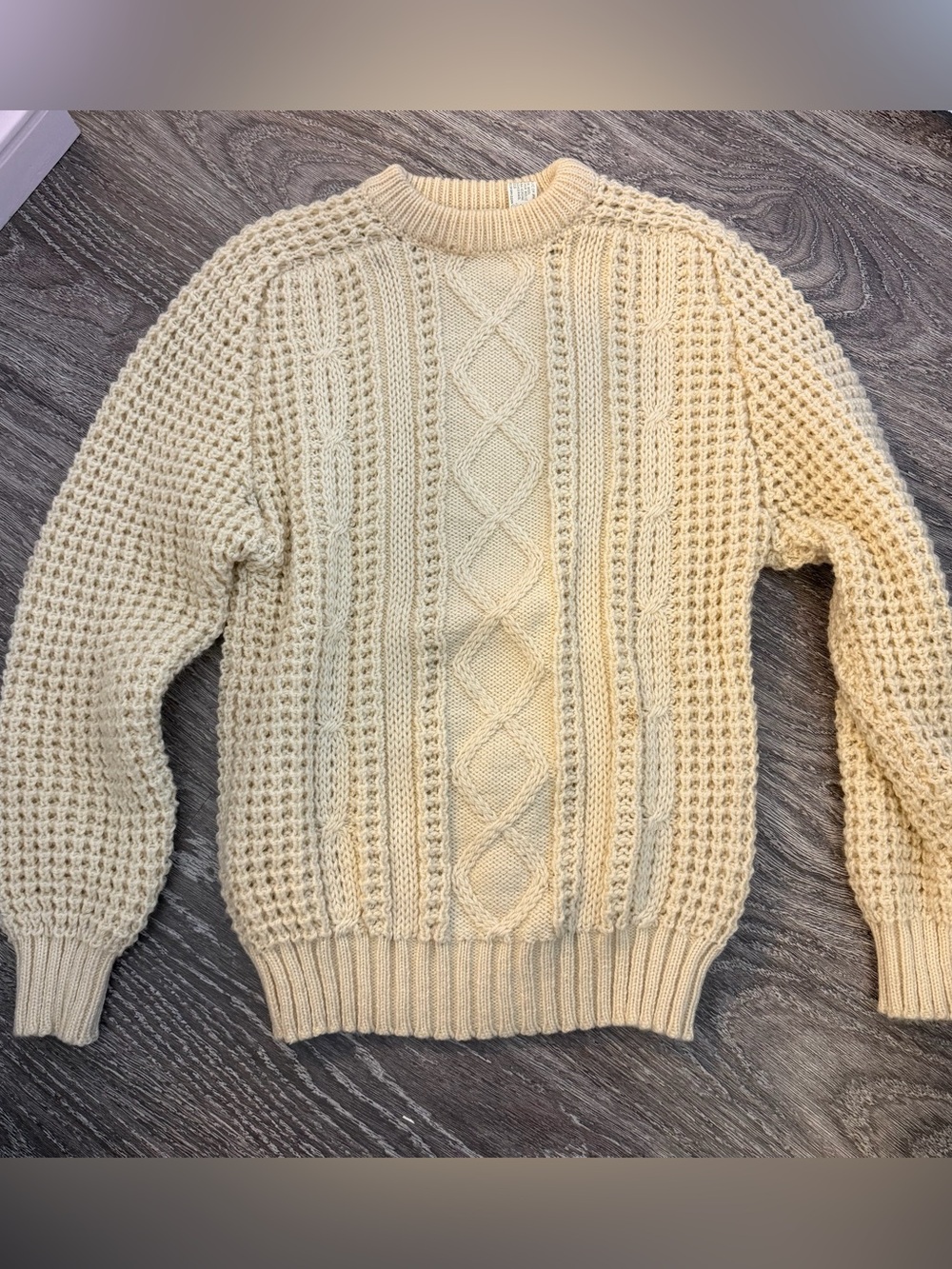Vintage 80s Jarraun Irish Aran Fisherman Sweater 100% Wool Made in Ireland 38